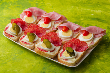 Homemade chlebicky on tray