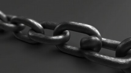 Close up of heavy duty interlocking metal chain detail