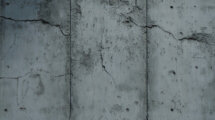 Close up of weathered concrete foundations showing deep cracks and a textured surface