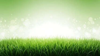 Lush green grass and a bright blurred background with sparkling light effects