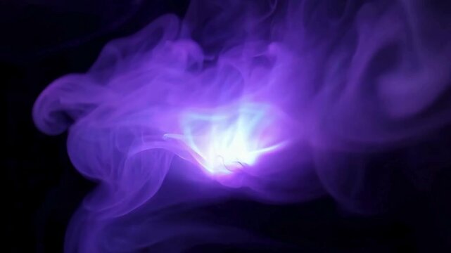Purple Magic Smoke Energy Puff. Violet ink cloud expanding with bright core. Wizard spell or potion vapor effect.