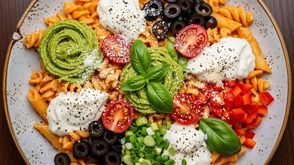 Colorful Healthy Vegan Buddha Bowl Collection with Fresh Vegetables Food Background Image