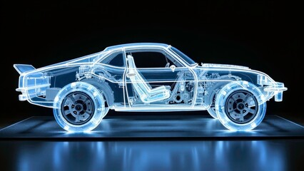 Blue Armored Sports Car Art Picture