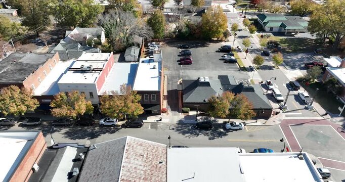 Aerial of downtown Wake Forest, North Carolina from November 16th of 2023