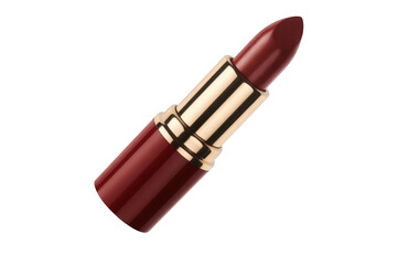 Red lipstick with gold casing makeup cosmetics isolated on a transparent background