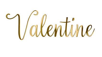 Fototapeta premium Valentine Shiny Gold Text in Elegant Handwritten Letters Isolated on Transparent Background