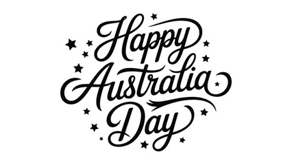 Happy Australia Day decorative hand lettering typography with stars, elegant calligraphy text design for national celebration greeting card, poster, banner and social media © Zavivec