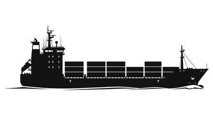 Obraz premium A striking black silhouette of a large cargo ship sailing on water a classic maritime image silhouette