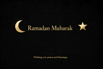 Create an minimal Ramadan Mubarak greetings card in color background