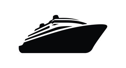 A striking black and white image showcasing a large cruise ship in a bold silhouette © Kuntol02