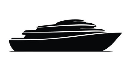 A striking black silhouette of a luxurious yacht resting on calm waters evoking feelings of freedom © Kuntol02