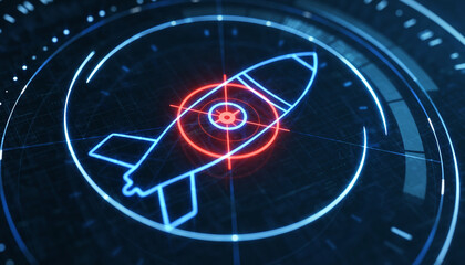 Rocket launch target as a graphic on a digital interface