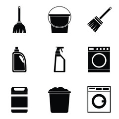 Cleaning Product Icons Set On White Background