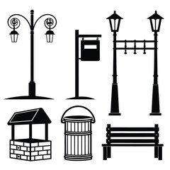 Collection of Silhouette Street Furniture and Fixtures