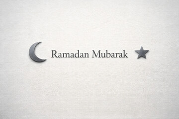Create an minimal Ramadan Mubarak greetings card in color background