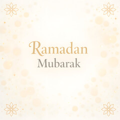 Create an minimal Ramadan Mubarak greetings card in color background