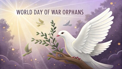 World Day Of War Orphans, Sharp 8K Illustration Of Massive Dove Symbolizing Global Peace.