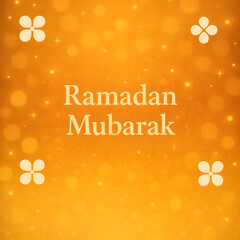 Create an minimal Ramadan Mubarak greetings card in color background
