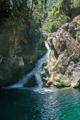 Beautiful natural pool with small waterfall at Borosa River in Sierra de Cazorla Segura y Las Villas National Park Spain