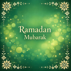 Create an minimal Ramadan Mubarak greetings card in color background