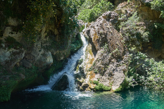 Beautiful natural pool with small waterfall at Borosa River in Sierra de Cazorla Segura y Las Villas National Park Spain