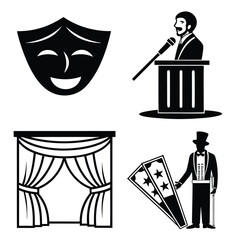 Performance and Entertainment Icons Set theater mask