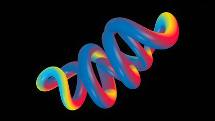 abstract geometric wallpapers A vibrant, rainbow-colored, 3D, wavy, abstract object against a black background