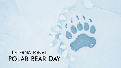 International polar bear day celebration with a polar bear footprint in the snow