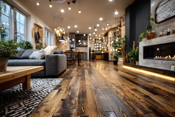 Blurred empty open space home, Stylish apartment interior with modern room. Idea for home design