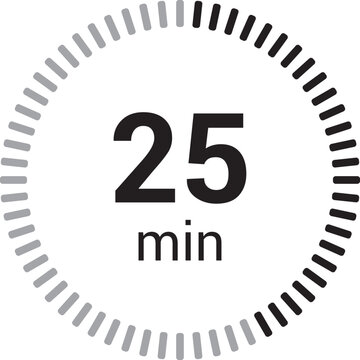 25 minutes timer stopwatch or countdown icon vector isolated on white background