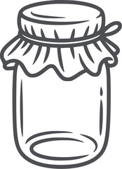 Empty glass jar with metal lid and scalloped edge outline