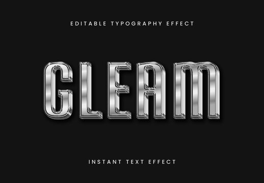 Black And White 3D Polished Chrome Text Effect Glossy Metal Font
