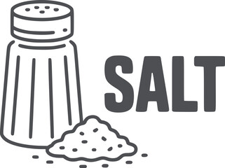 Salt shaker and spilled salt pile in monochrome spice
