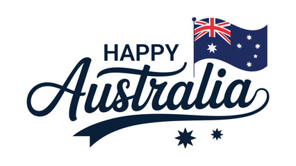 Happy Australia typography design with national flag elements, modern calligraphy lettering for celebration, greeting card, banner, poster and social media use © Zavivec