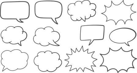 Ten different empty speech bubbles in black outline style editable flat