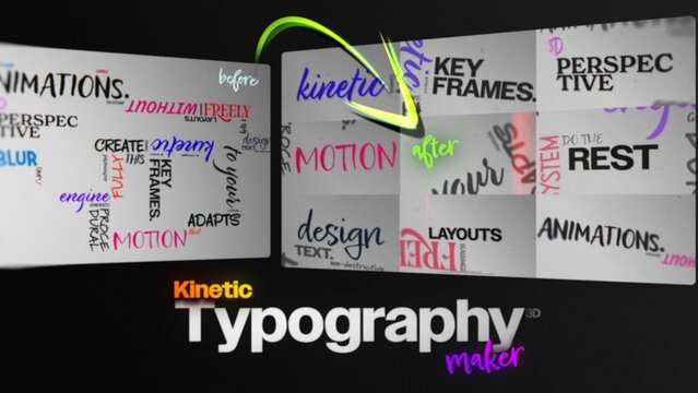 Kinetic Typography Maker 3D | Procedural Text Animation Engine for Custom Layouts No-Keyframes