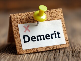 デメリットを示すメモをピンで留めて欠点や注意点を伝える説明用イメージ写真