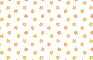 黄色とオレンジの花柄背景　水彩風