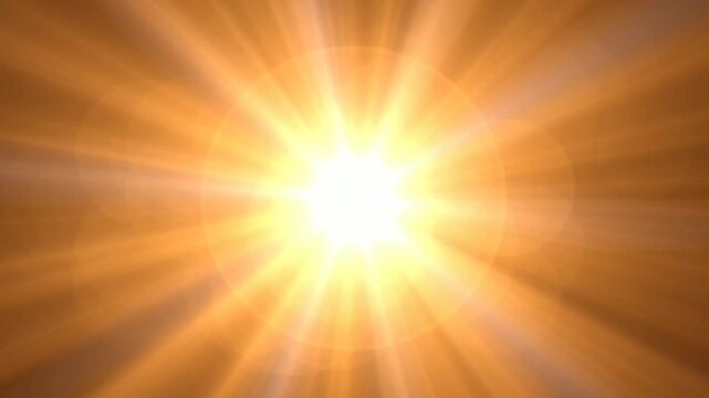 golden  light star burst motion graphics, sun rays effect.optical flare with light rays on black background Loop.