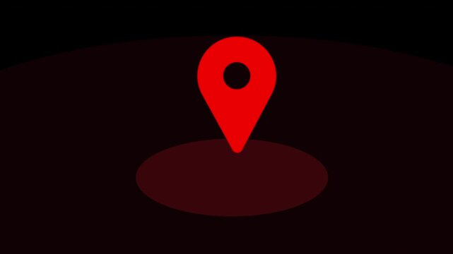 Localization mark red black minimal radar pulse map pin icon 4K video