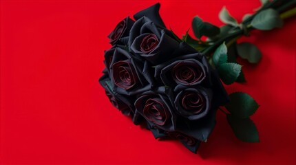 Non romantic valentine concept with black roses and white space