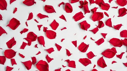 Anti valentines day broken rose petals on white background