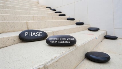 Smooth Stones Marking Sequential Steps Up Stone Stairs Representing Progress And Unlocking Possibilities