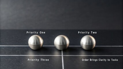 Three Perfectly Aligned Metallic Spheres Representing Priorities and Order