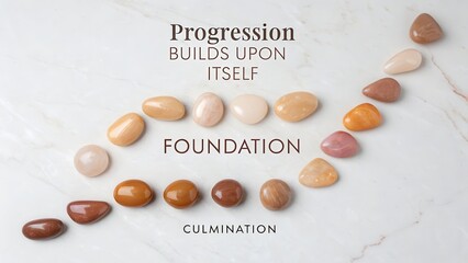 Smooth tumbled gemstones arranged in a calm, natural display, representing growth and foundation.