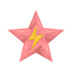 Obraz premium Illustration of Pink Star with Lightning Bolt