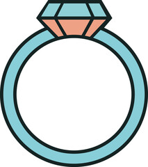 Engagement Ring Flat Vector Icon