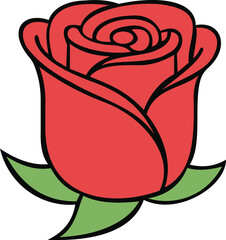 Red Rose Flower Flat Vector Icon