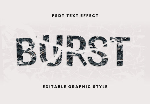 Black Fragmenting Crumbling Text Effect Cracked Font