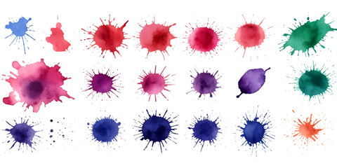 Set of watercolor circles brash multicolored. watercolor on white background. set of vector colorful watercolor backgrounds for business card or flyer template